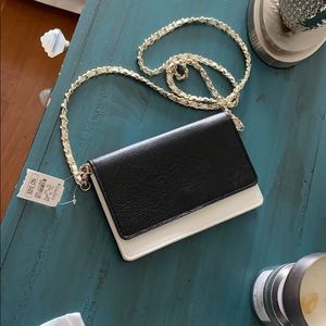 Neiman Marcus black and white side body purse